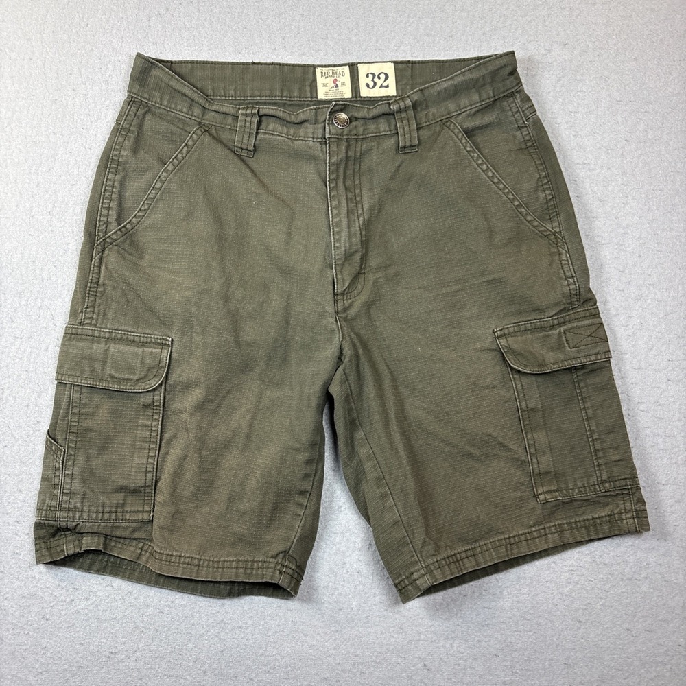 RedHead Brand Co Mens Cargo Shorts 32 Army Green Ripstop Hunting Hiking Utility